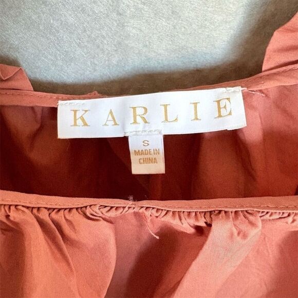 Karlie Women's Orange Cropped Puff Sleeve Blouse Size S - Picture 4 of 4